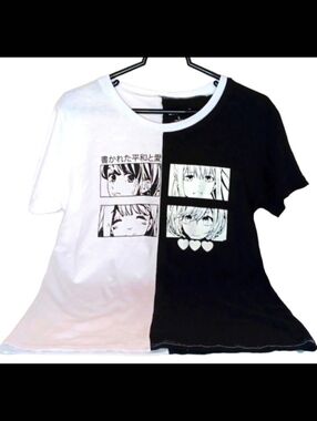 NWOT On Fire Anime Short Sleeve Graphic T-shirt | Black & White | Unisex